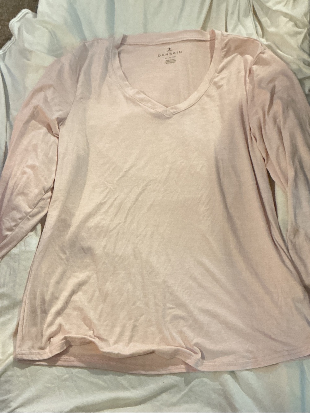 Danskin Pale Pink V-Neck Long Sleeve Top